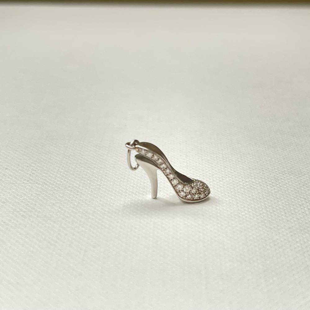 Tiffany & Co. Platinum Diamond Mini Shoe High Heel Charm For Necklace Bracelet